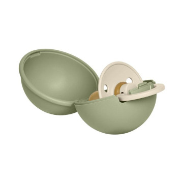 Sucette Colour 0-6 mois et boîte à sucette Mini  Ivory / Sage BIBS profil