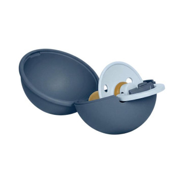 Sucette Colour 6-18 mois et boîte à sucette Mini Baby Blue / Steel Blue BIBS profil