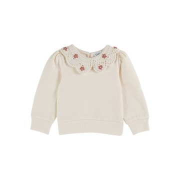 Sweatshirt Crème Col en Crochet  Emile & Ida face