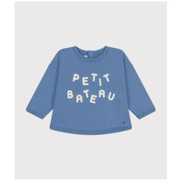 Sweatshirt en molleton Blue Beach Petit Bateau devant
