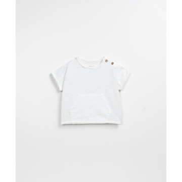 T-shirt manches courtes flammé jersey avec poche ventrale blanc Felt Play Up produit face