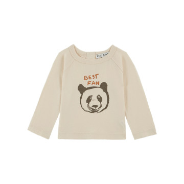 Tee-shirt coton bio motif place panda écru Emile & Ida Produit Face