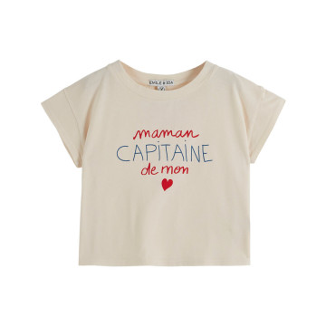 Tee-shirt “Maman Capitaine de mon Coeur” Crème Emile & Ida produit face