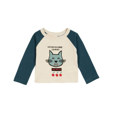 Tee-shirt raglan bicolore chat Sapin Emile & Ida