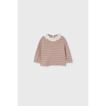Tee-shirt Samar rayé rose 12M Cozmo face