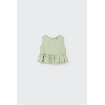 Top à rayures en gaze Lurex Tender Green COZMO face