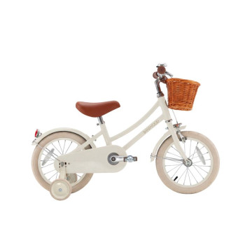 Vélo Classic Vintage 14 pouces Cream Banwood de côté avec roulette