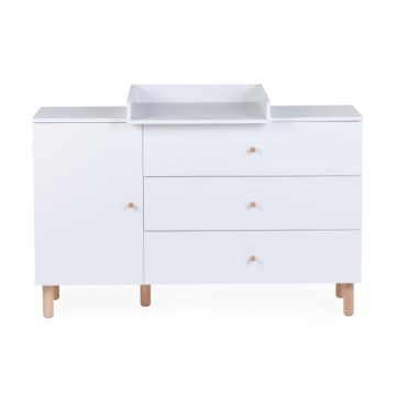 Commode Wonder White avec Plan A Langer Blanc et Pieds Naturel  Childhome produit