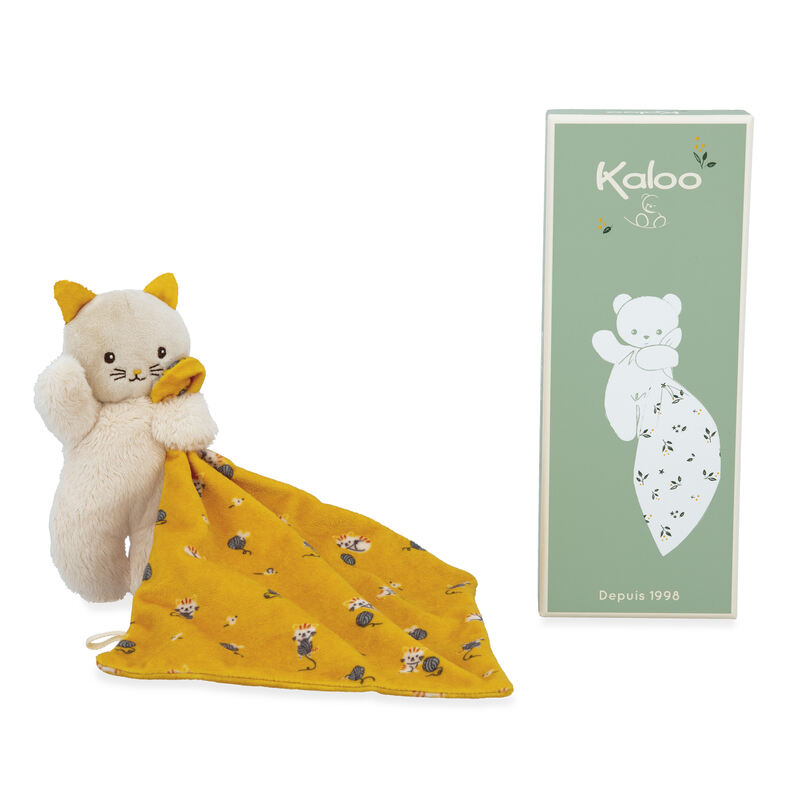 Doudou chat jaune Kaloo boite et doudou