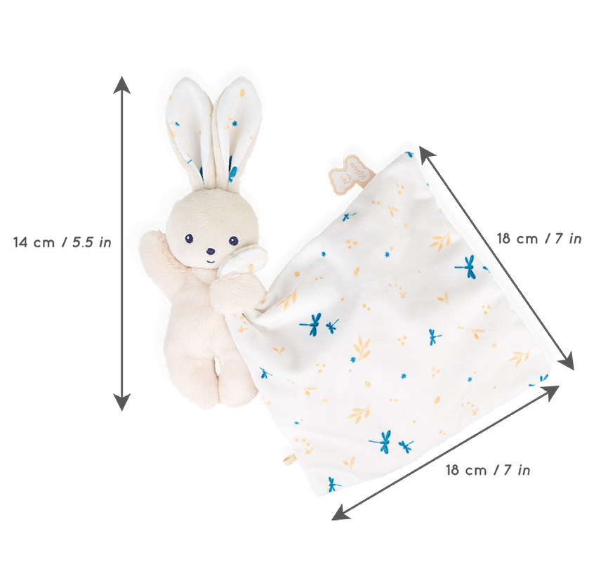 Doudou lapin carré douceur blanc délicat Kaloo dimensions