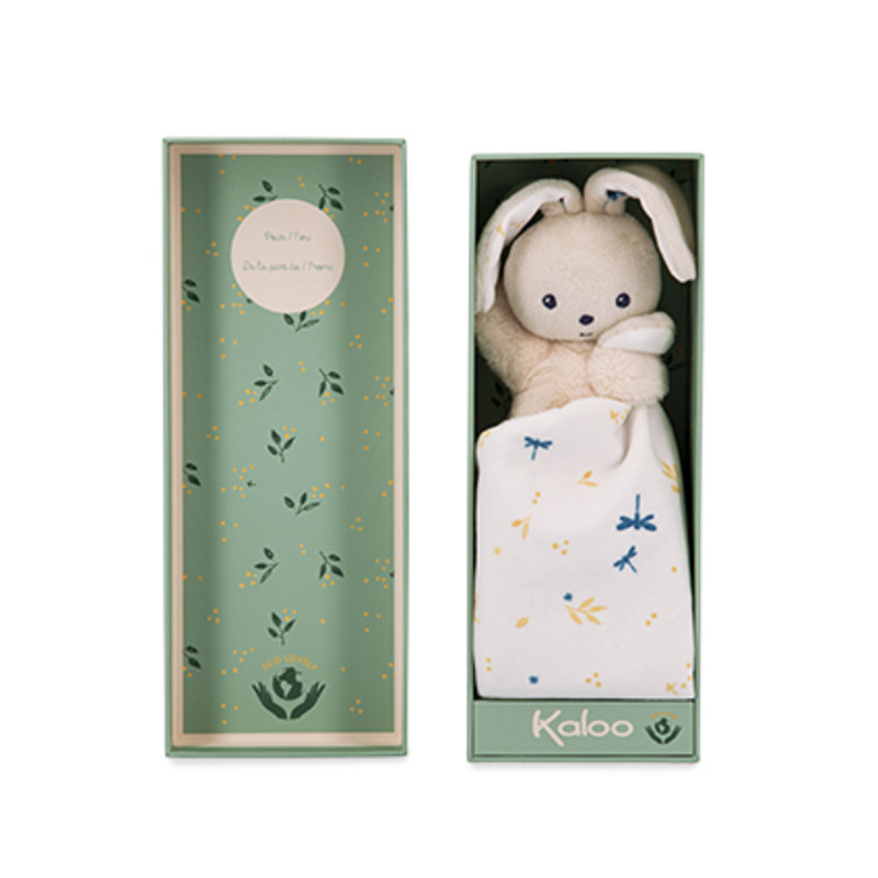 Doudou lapin carré douceur blanc délicat Kaloo pack