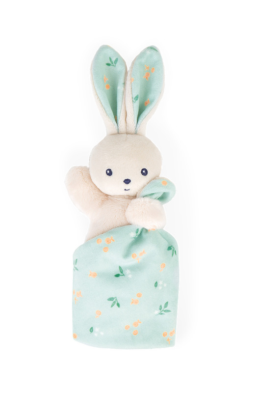 Doudou lapin carré douceur bouquet d'agrumes Kaloo face