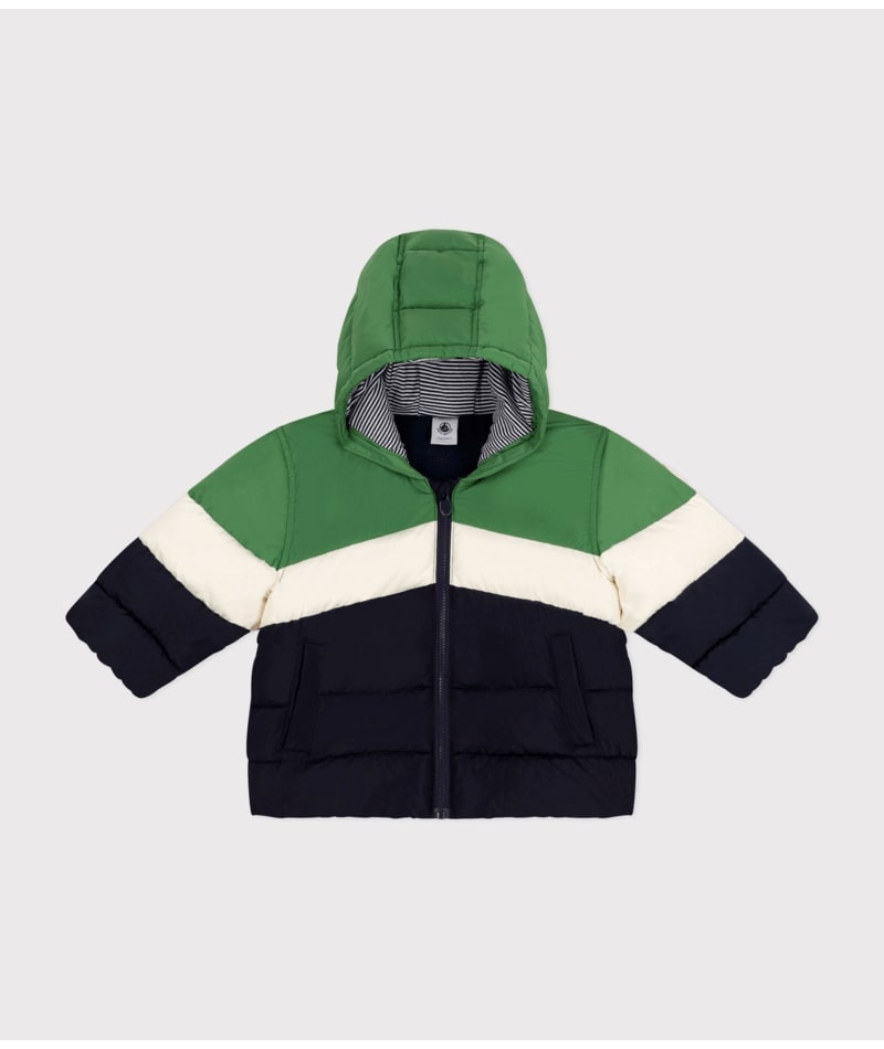 Doudoune Colorblock Verte et Noire Petit Bateau Bambinou