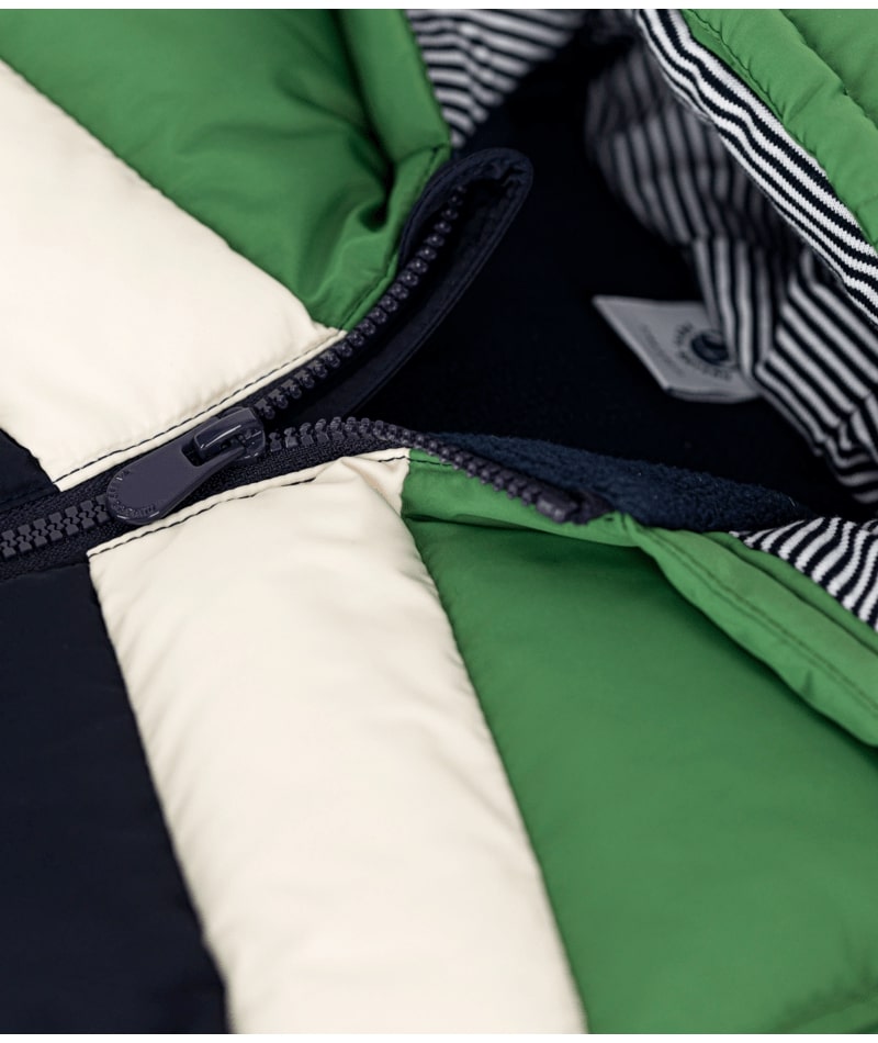 Doudoune Colorblock Verte et Noire Petit Bateau fermeture eclair