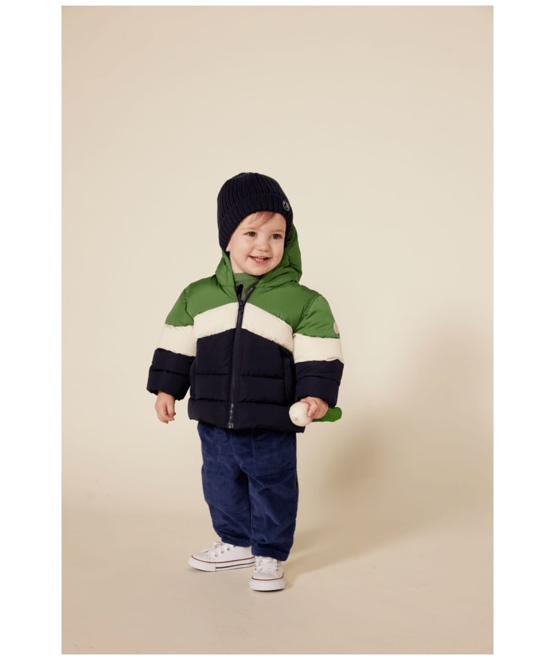 Doudoune Colorblock Verte et Noire Petit Bateau Bambinou