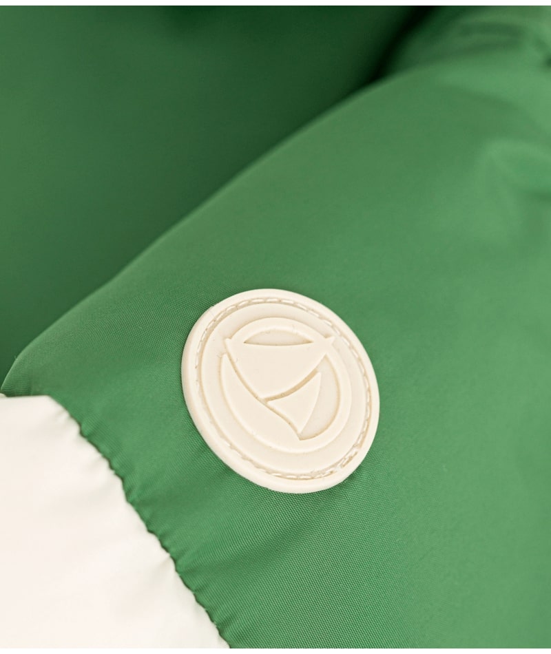 Doudoune Colorblock Verte et Noire Petit Bateau logo
