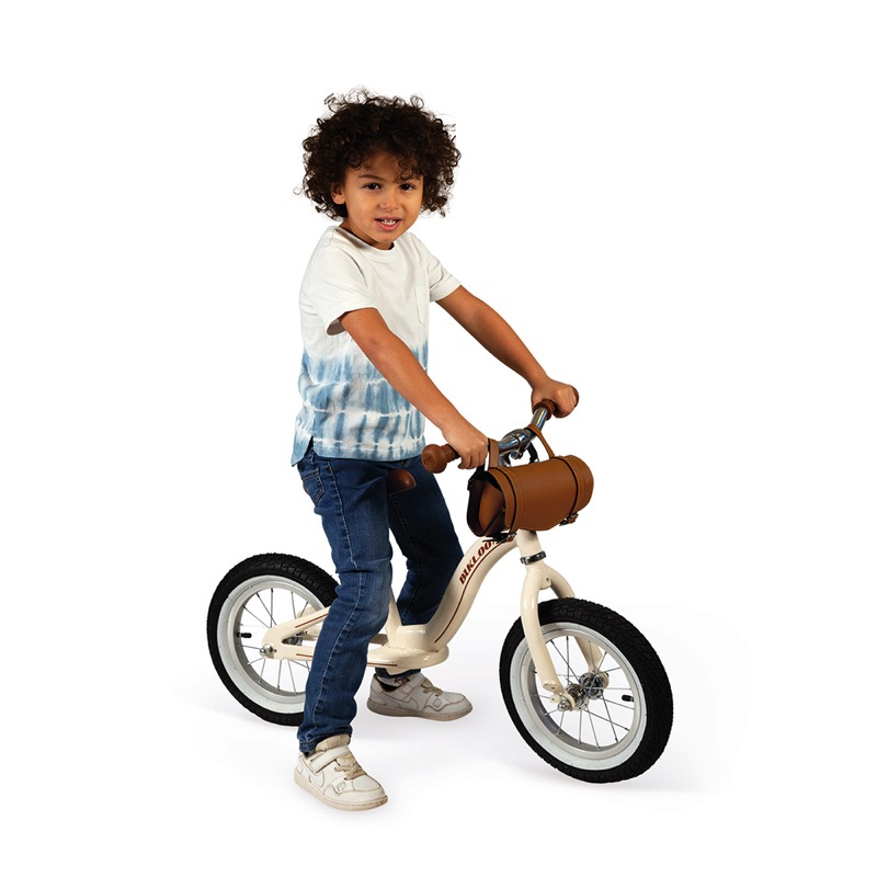 Draisienne Bikloon Metal Vintage beige Janod avec enfant