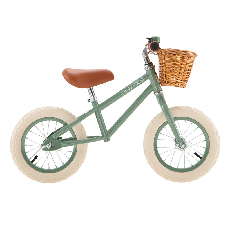 Draisienne vintage Balance Bike First Go Banwood vert forêt 