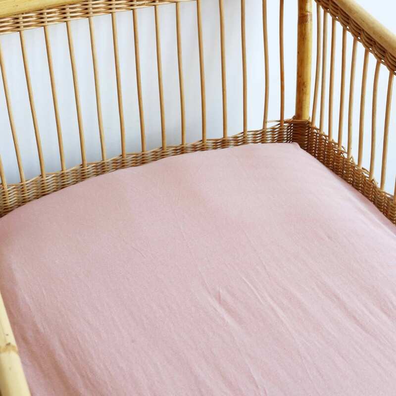 Drap Housse en coton 60 x 120 cm Vieux Rose Trois Kilos Sept lifestyle