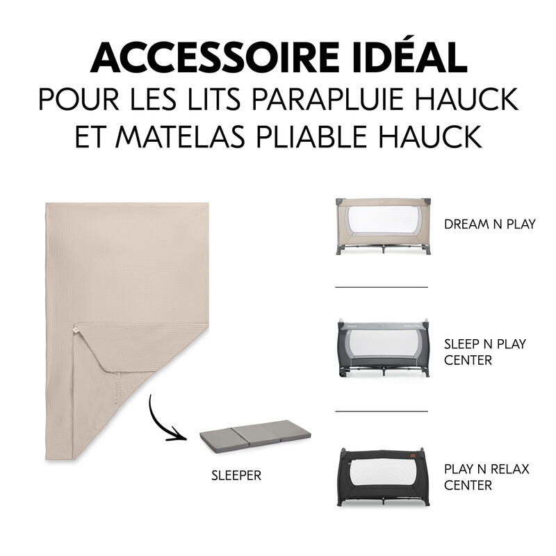 Drap-housse doux pour matelas lits parapluie Hauck Beige Hauck compatible