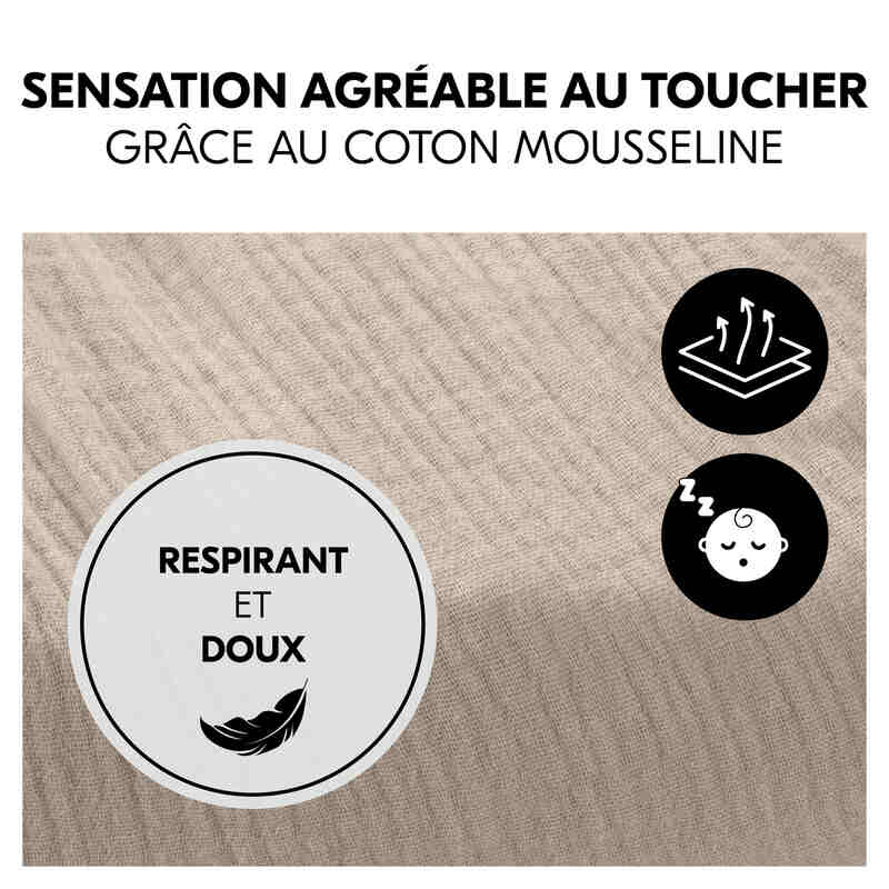 Drap-housse doux pour matelas lits parapluie Hauck Beige Hauck mousseline