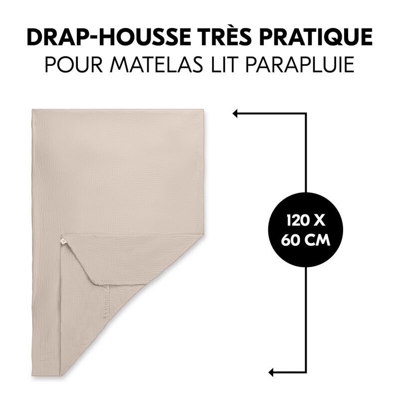 Drap-housse doux pour matelas lits parapluie Hauck Beige Hauck pratique