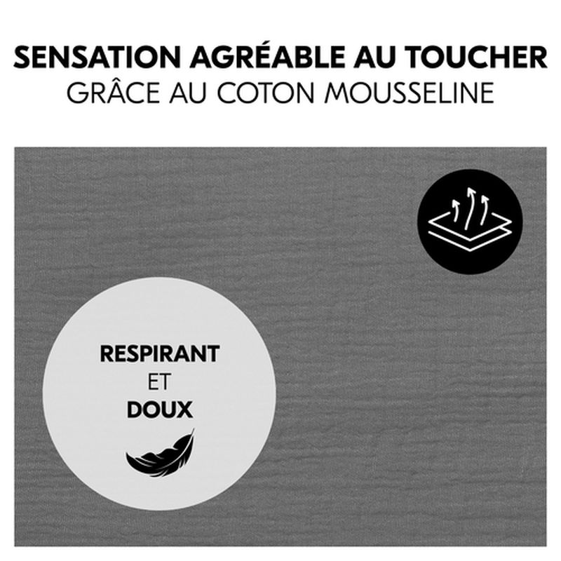 Drap-housse doux pour matelas lits parapluie Hauck gris Hauck matière