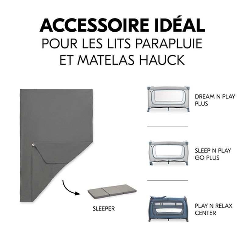 Drap-housse doux pour matelas lits parapluie Hauck gris Hauck comaptibilités