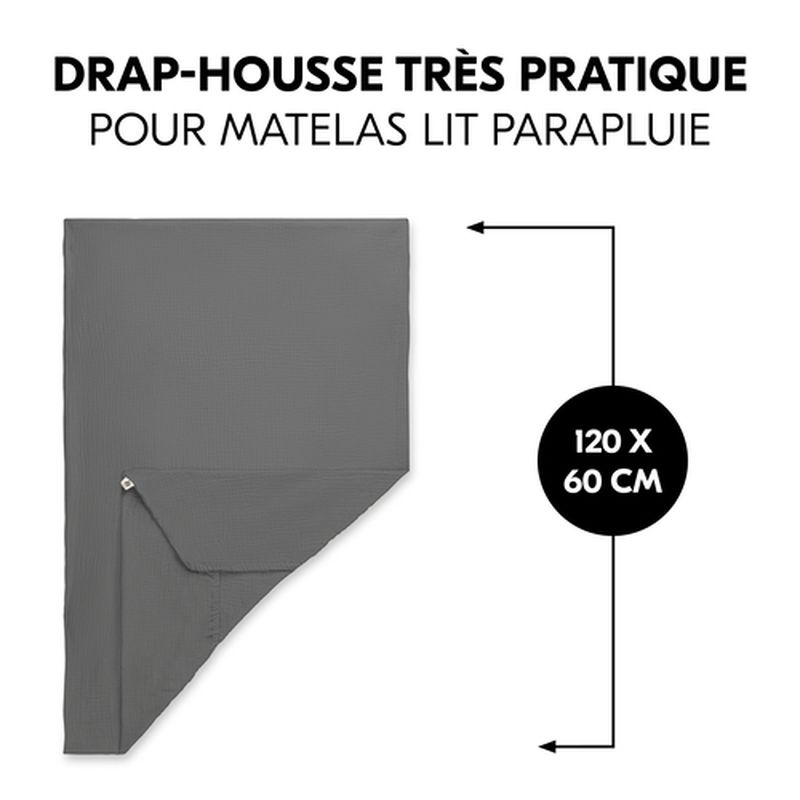 Drap-housse doux pour matelas lits parapluie Hauck gris Hauck dimensions