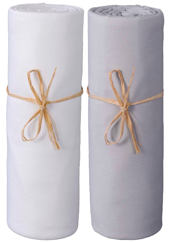 Drap housse blanc gris perle jersey bio-PTE-1
