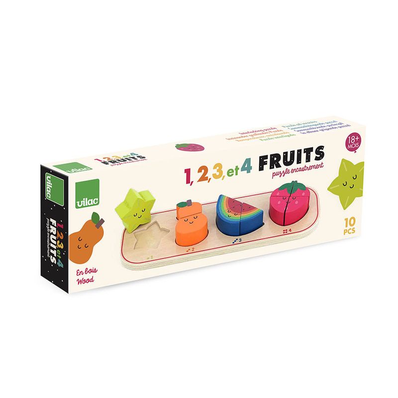 Encastrement en bois J’apprends à compter les fruits Andy Westface Vilac packaging