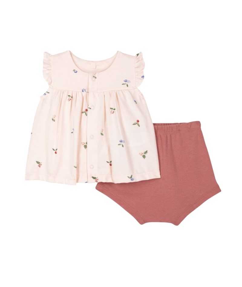 Ensemble 2 pièces Petites Fleurs/Vieux Rose Petit Bateau face