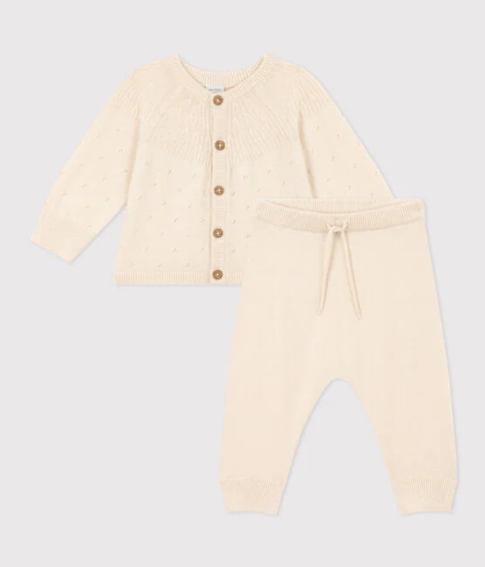 Ensemble 2 pièces en tricot laine et coton Avalanche Petit Bateau set