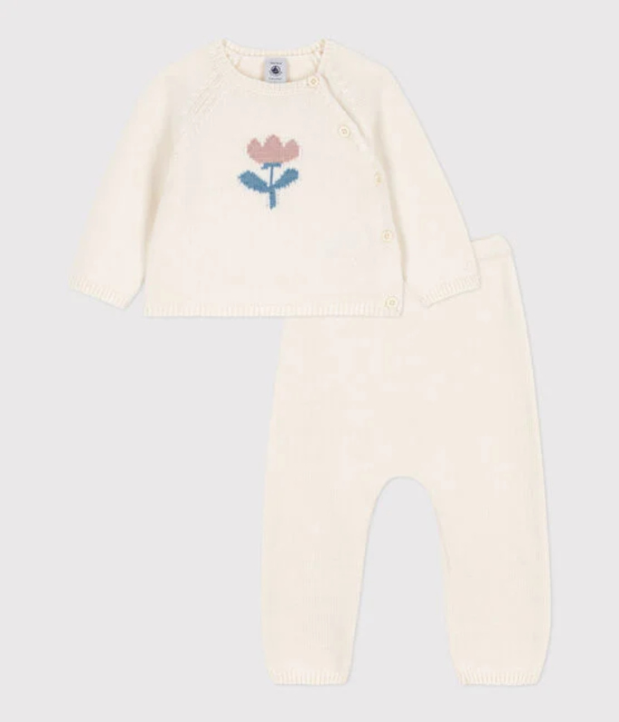 Ensemble 2 pièces en tricot laine et coton Marshmallow Petit Bateau set