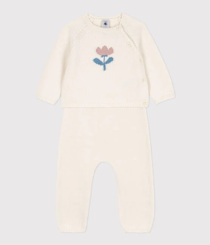 Ensemble 2 pièces en tricot laine et coton Marshmallow Petit Bateau