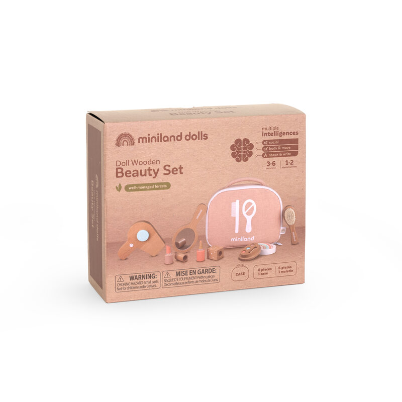 Ensemble beauté en bois pour poupées Miniland package