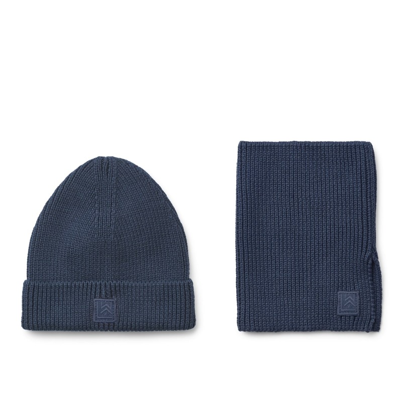 Ensemble Bonnet et Cache-cou Lina Classic navy LIEWOOD face
