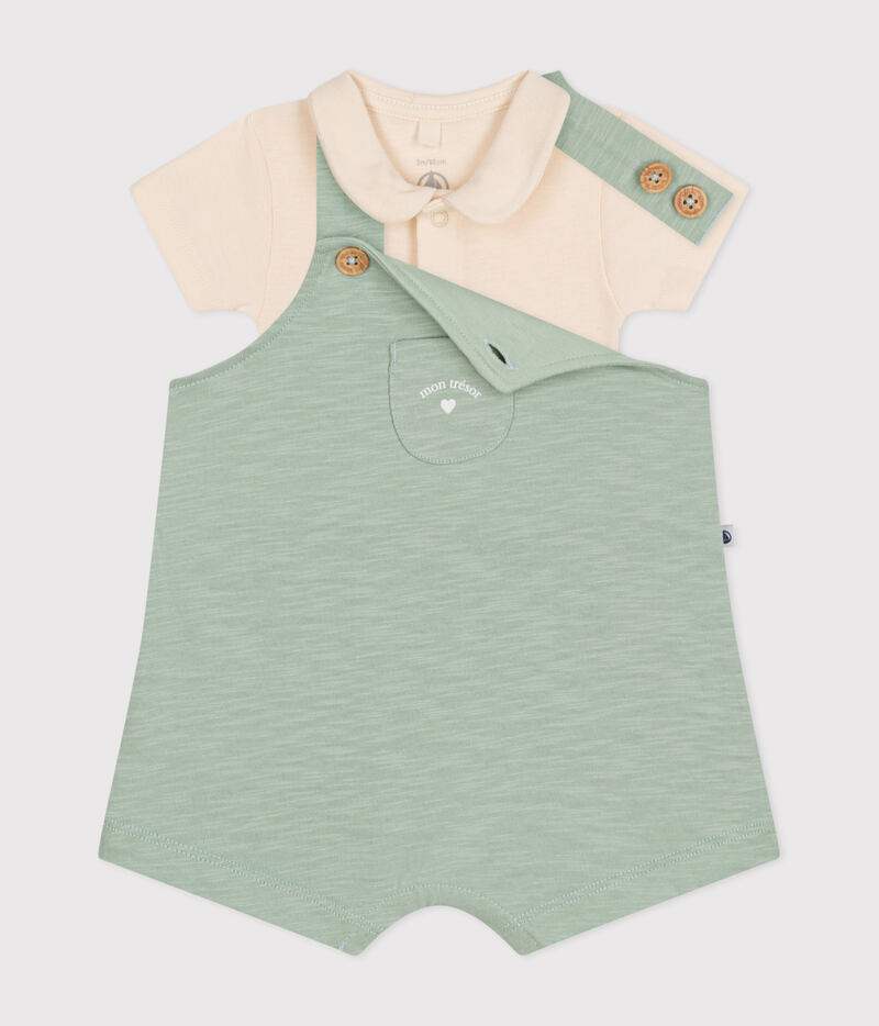 Ensemble salopette en jersey flammé bébé Herbier Petit Bateau ouvert