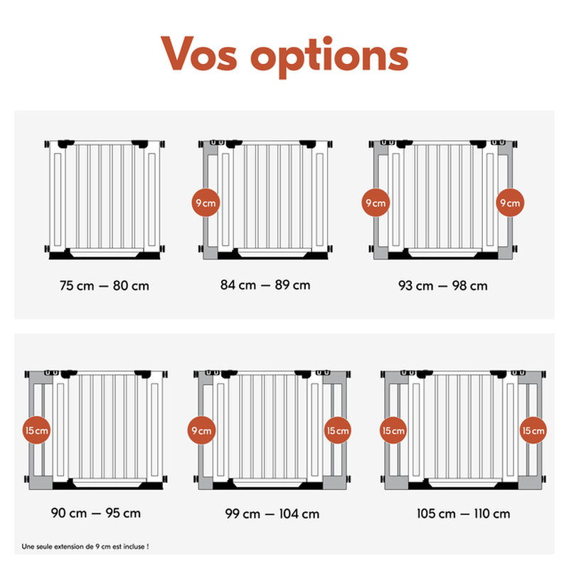 Extension 9 cm pour Barrière de sécurité Clear Step Easyclose Eco Beech Hauck installation 1