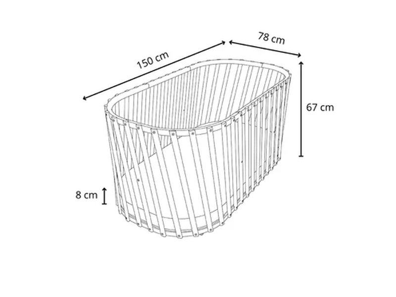 Extension pour lit évolutif Junior Lugo avec matelas 70 x 140 Charlie Crane dimensions