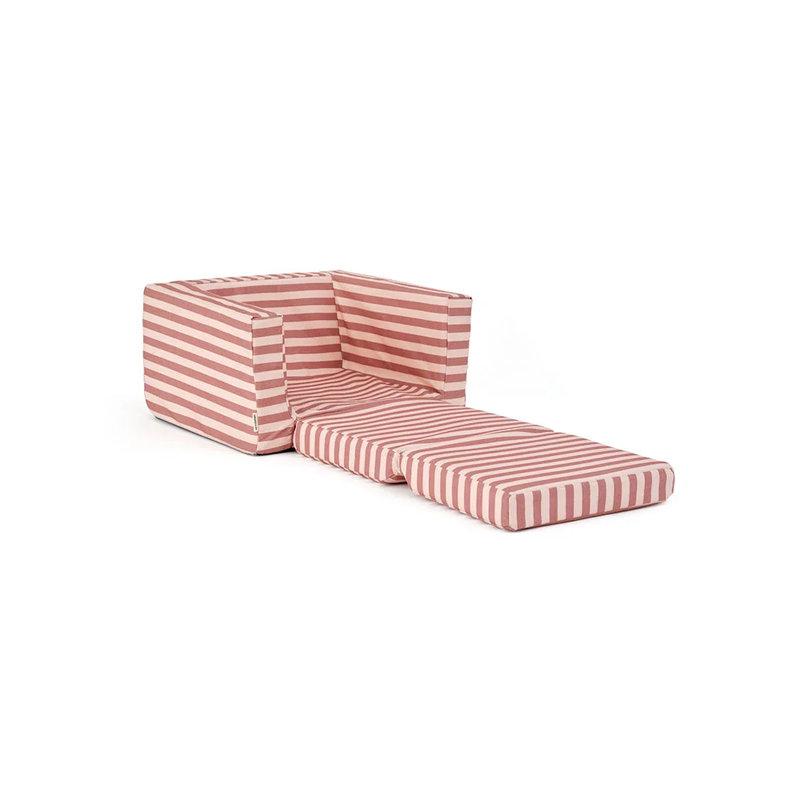 Fauteuil pliable rayé vieux rose KID'S CONCEPT déplié