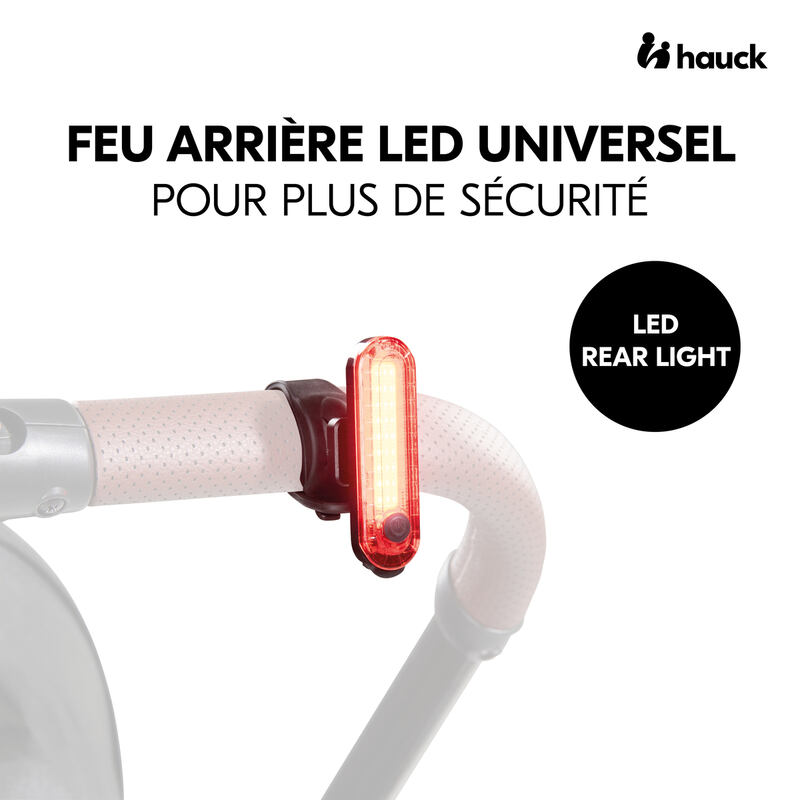 Feu arrière à LED pour poussette et remorque Hauck face