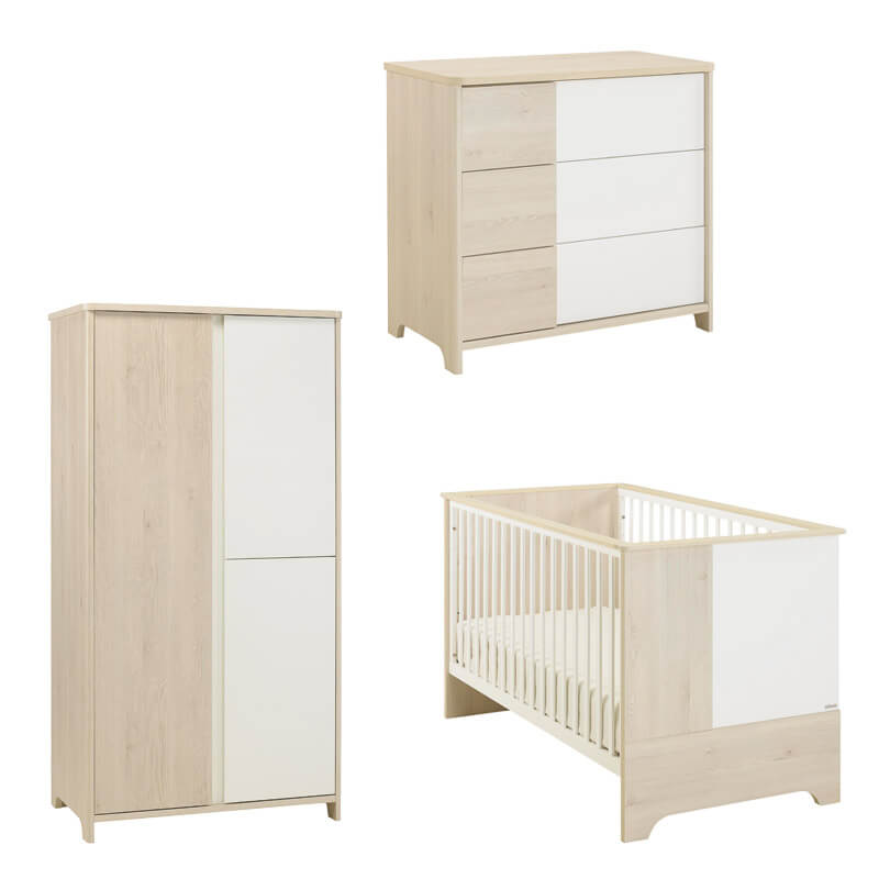 Chambre Sacha : lit, commode, armoire Galipette