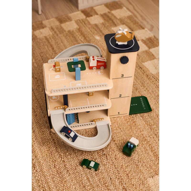 Garage à étages pour voitures en bois Jordy Beach Blue Multi mix Liewood lifestyle 2