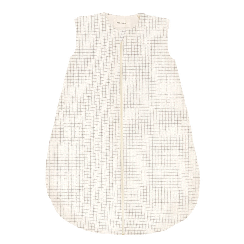 Gigoteuse mi-saison en double gaze 0-6 m Fluffy Wabi-Sabi Blue Grid Nobodinoz produit 