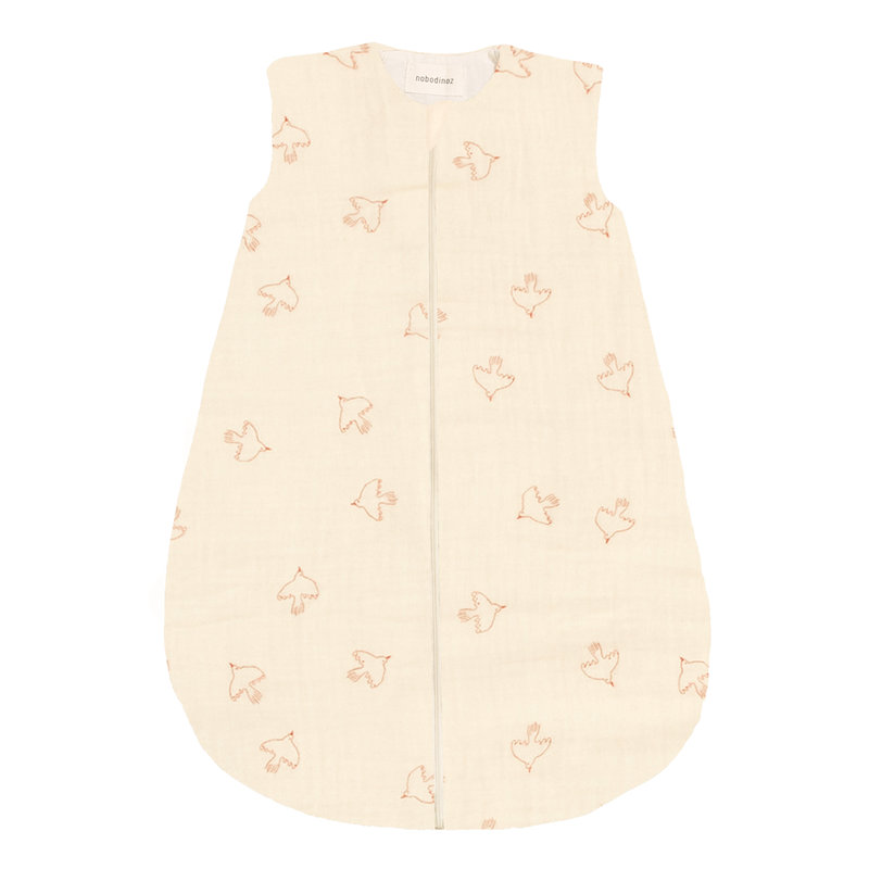 Gigoteuse mi-saison en double gaze 0-6 m Fluffy Wabi-Sabi Brown Hoshi Birds Nobodinoz produit 