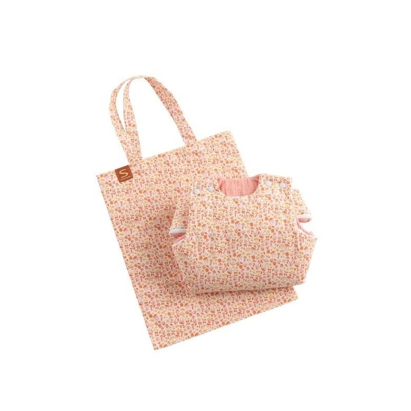 Gigoteuse Naissance Motif Floral Esmée Sauthon avec sac