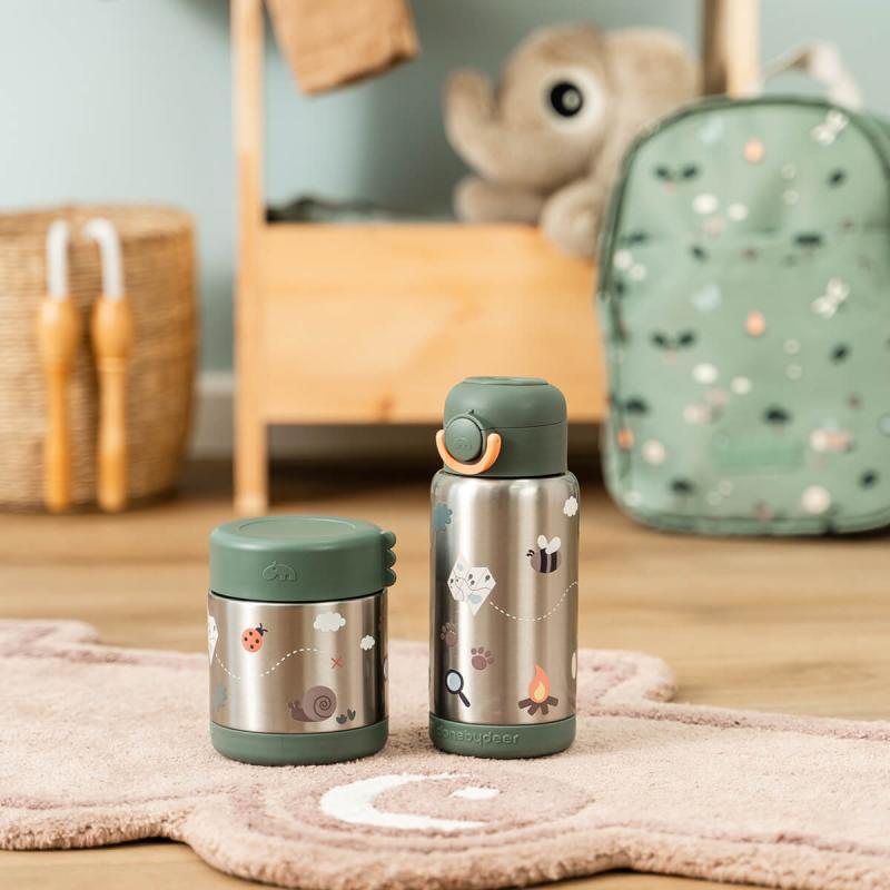 Gourde à paille isotherme Tiny trails 340 ml Vert DONE BY DEER lifestyle 1