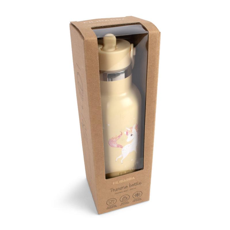 Gourde en acier inoxydable La plage des licornes FILIBABBA packaging