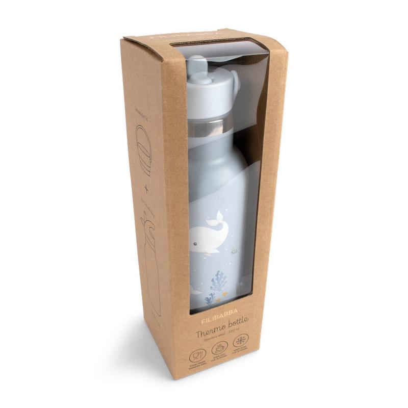 Gourde en acier inoxydable Les contes de Christian la Baleine FILIBABBA packaging